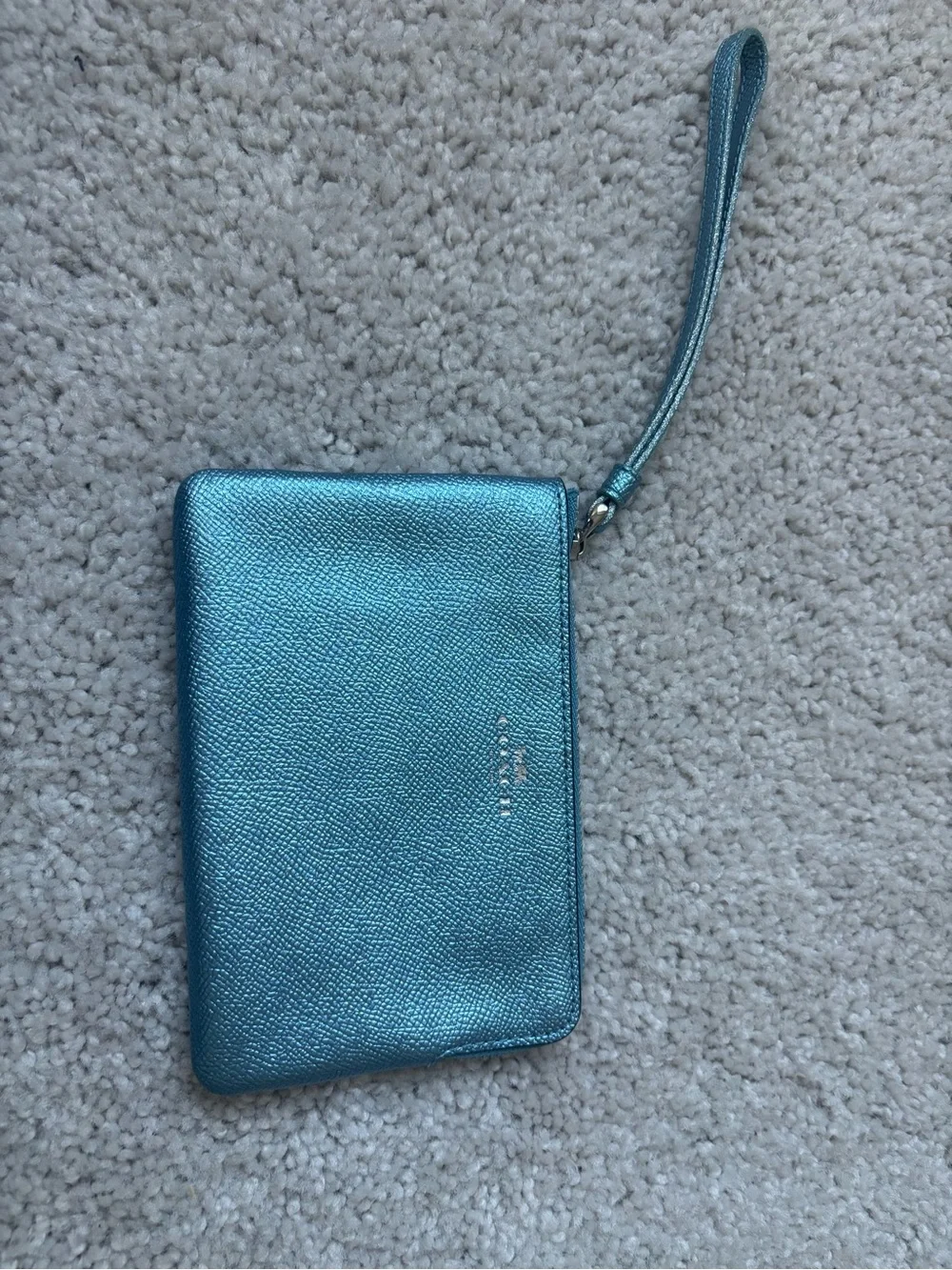 Coach Metallic Teal Wristlet Wallet